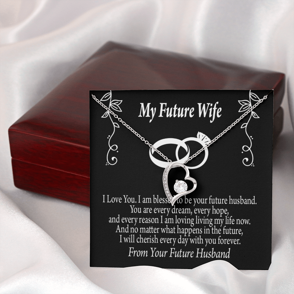 To My Fiancee Every Dream Forever Necklace w Message Card-Express Your Love Gifts