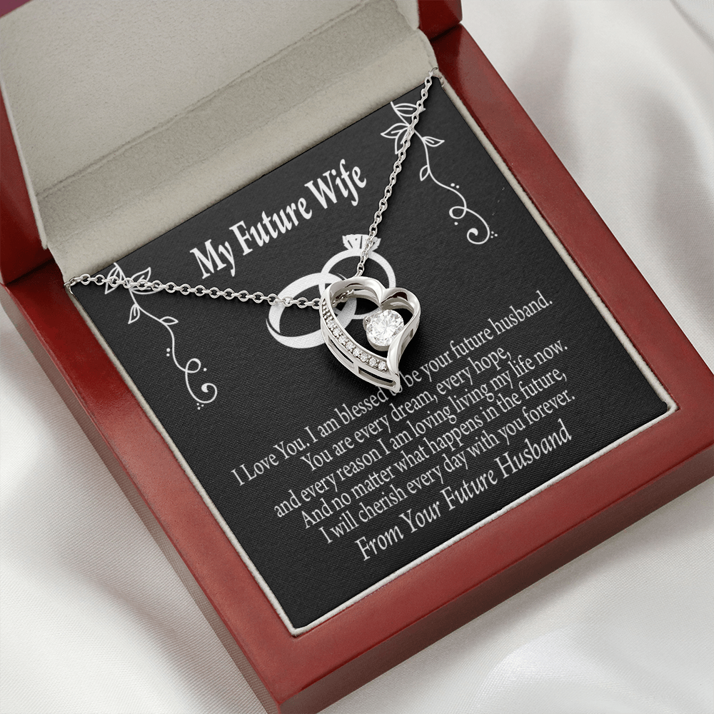 To My Fiancee Every Dream Forever Necklace w Message Card-Express Your Love Gifts
