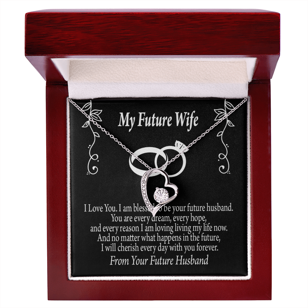 To My Fiancee Every Dream Forever Necklace w Message Card-Express Your Love Gifts