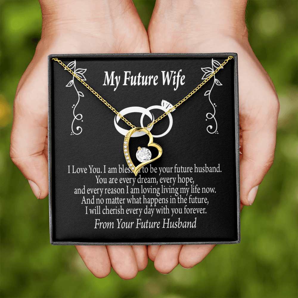 To My Fiancee Every Dream Forever Necklace w Message Card-Express Your Love Gifts