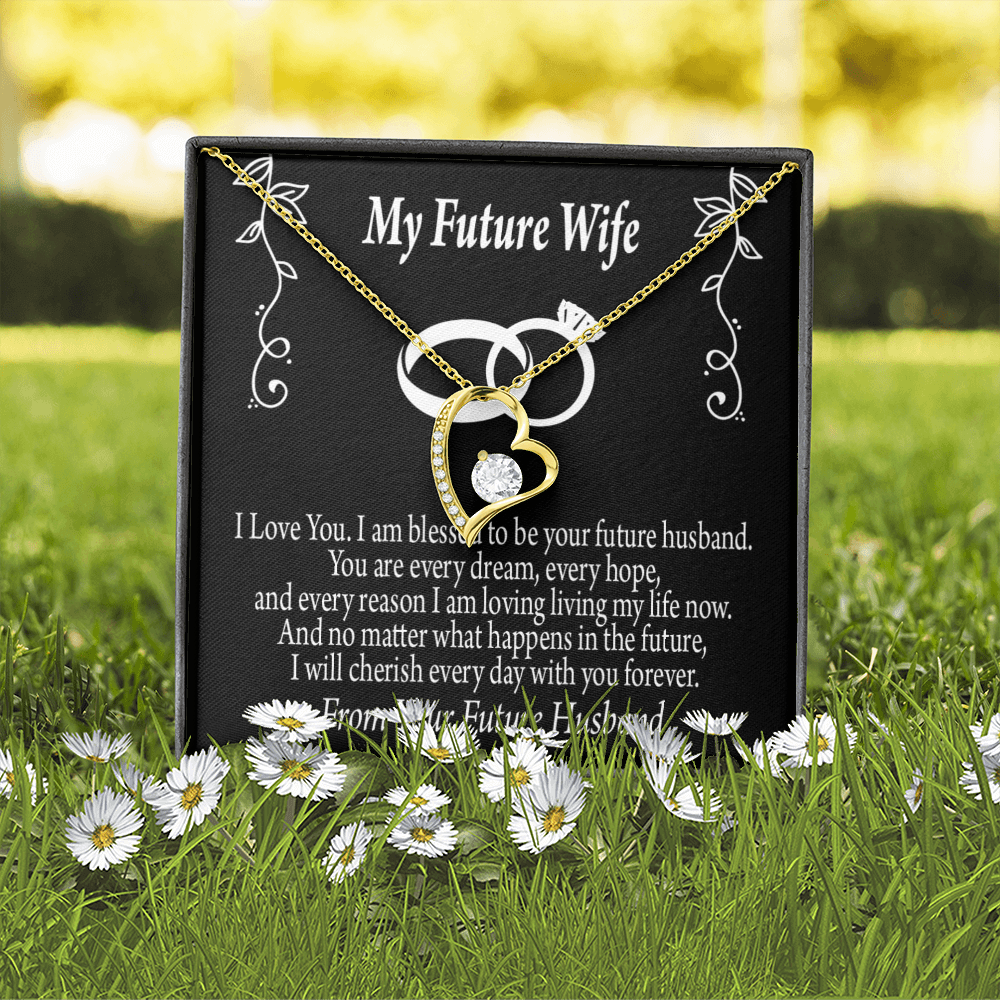 To My Fiancee Every Dream Forever Necklace w Message Card-Express Your Love Gifts