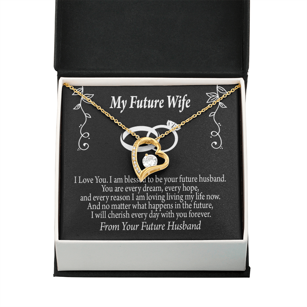 To My Fiancee Every Dream Forever Necklace w Message Card-Express Your Love Gifts