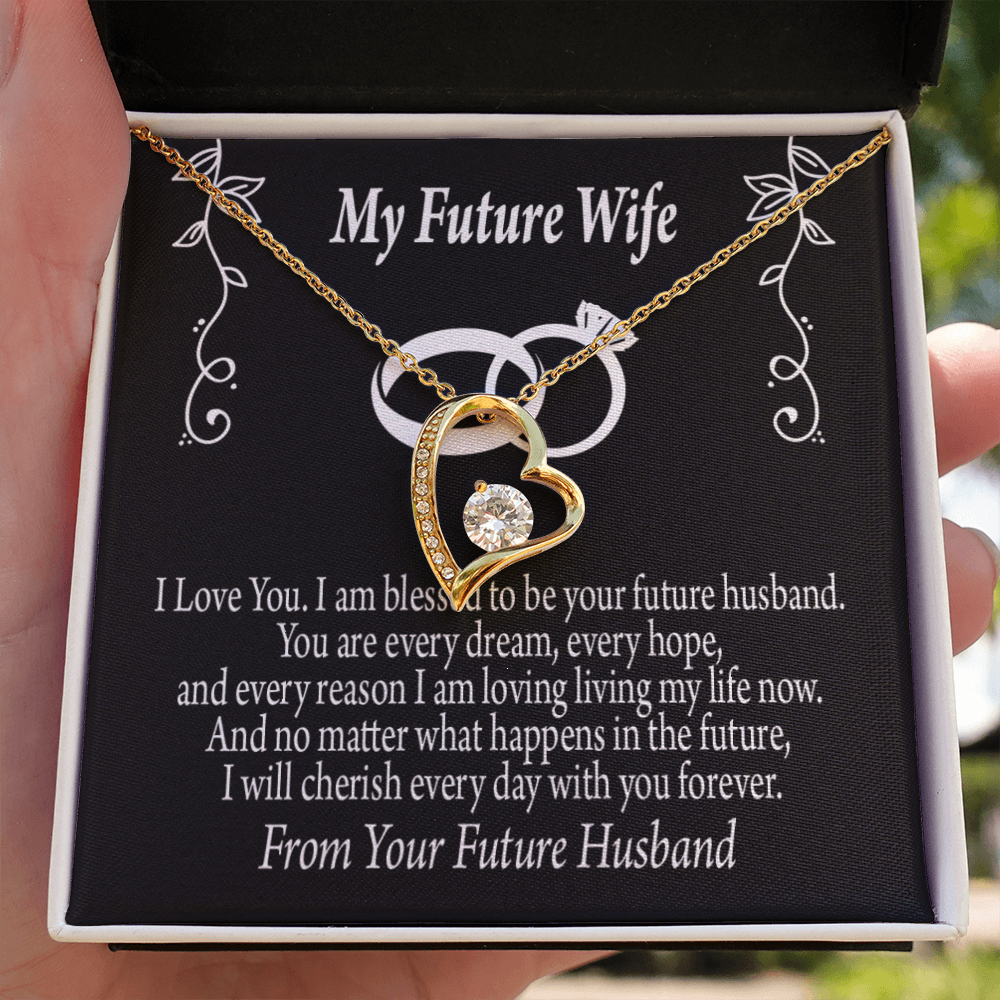 To My Fiancee Every Dream Forever Necklace w Message Card-Express Your Love Gifts