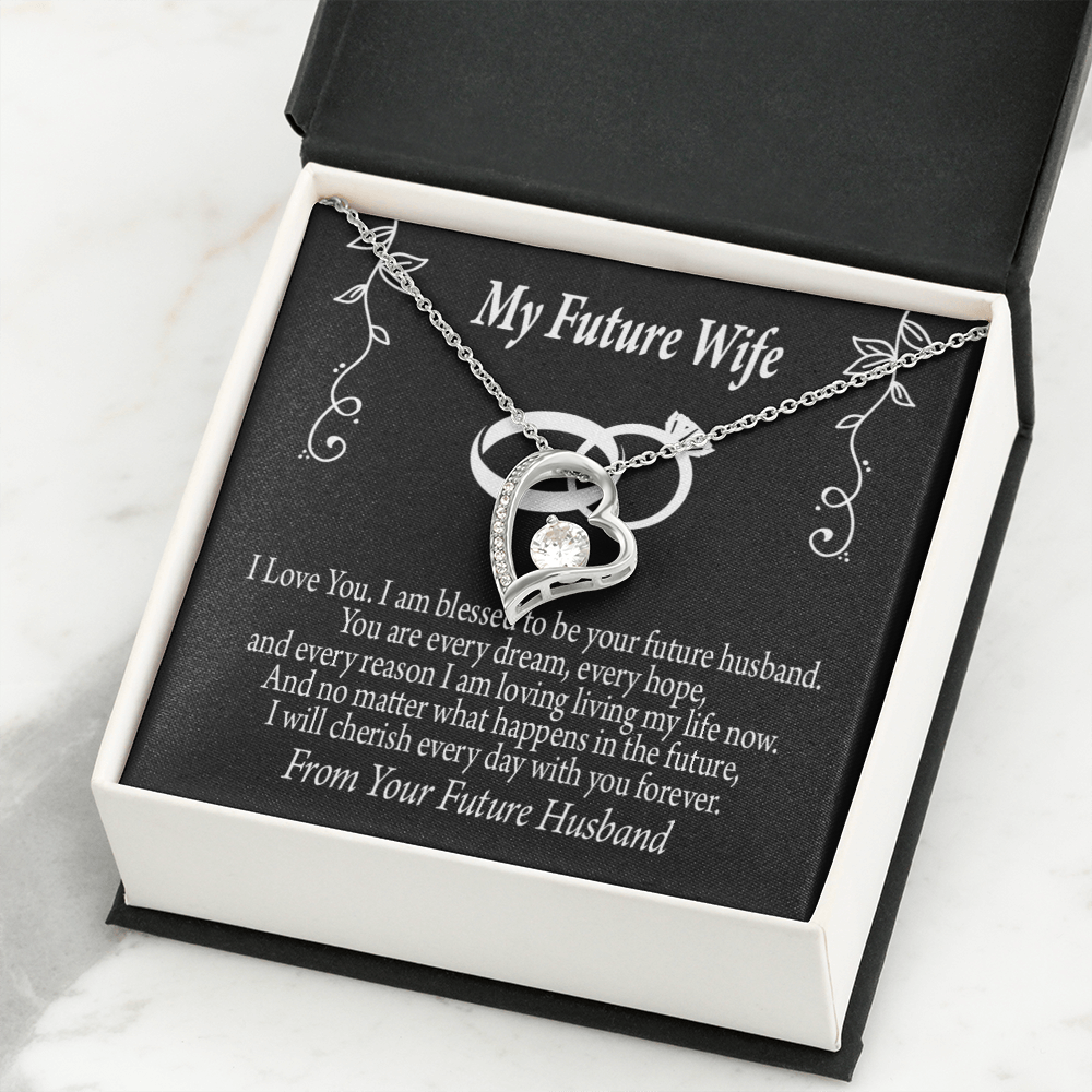 To My Fiancee Every Dream Forever Necklace w Message Card-Express Your Love Gifts
