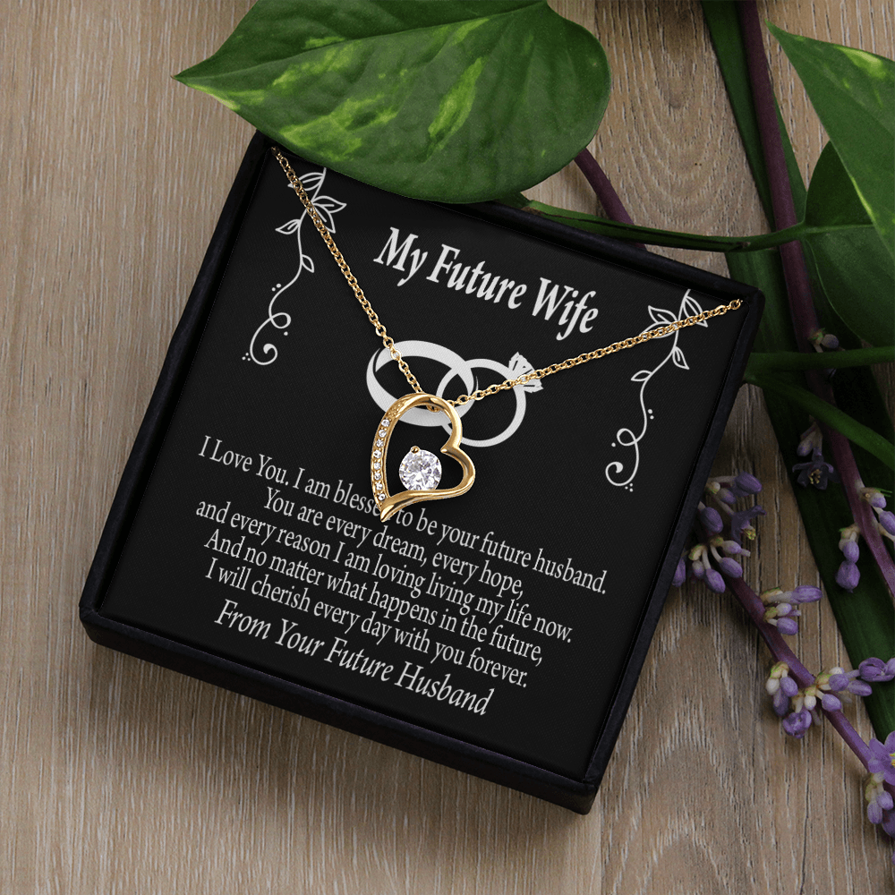 To My Fiancee Every Dream Forever Necklace w Message Card-Express Your Love Gifts
