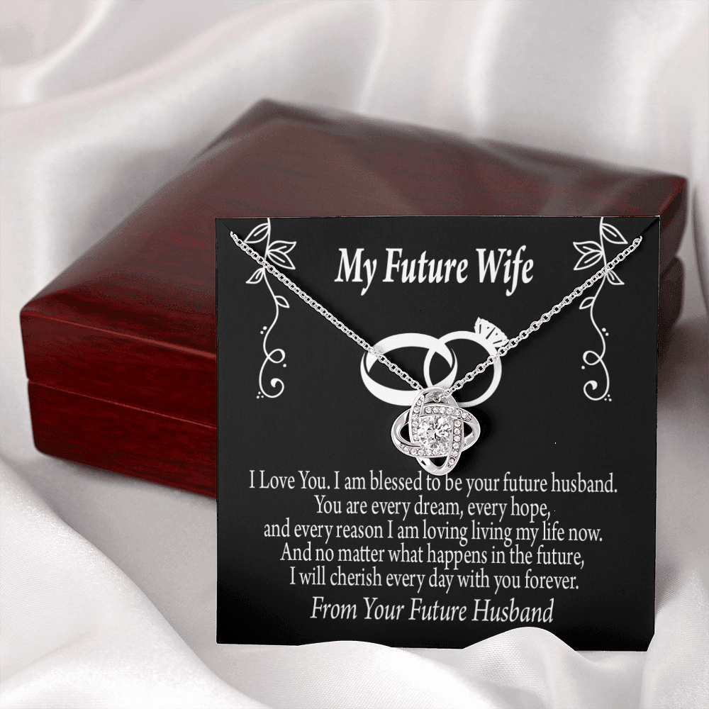 To My Fiancee Every Dream Infinity Knot Necklace Message Card-Express Your Love Gifts