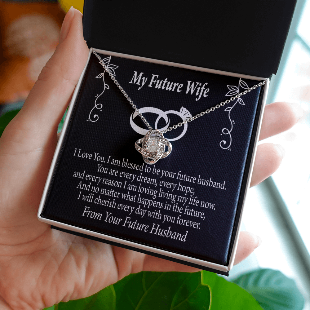 To My Fiancee Every Dream Infinity Knot Necklace Message Card-Express Your Love Gifts