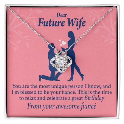 To My Fiancee Fiancee Birthday Infinity Knot Necklace Message Card-Express Your Love Gifts