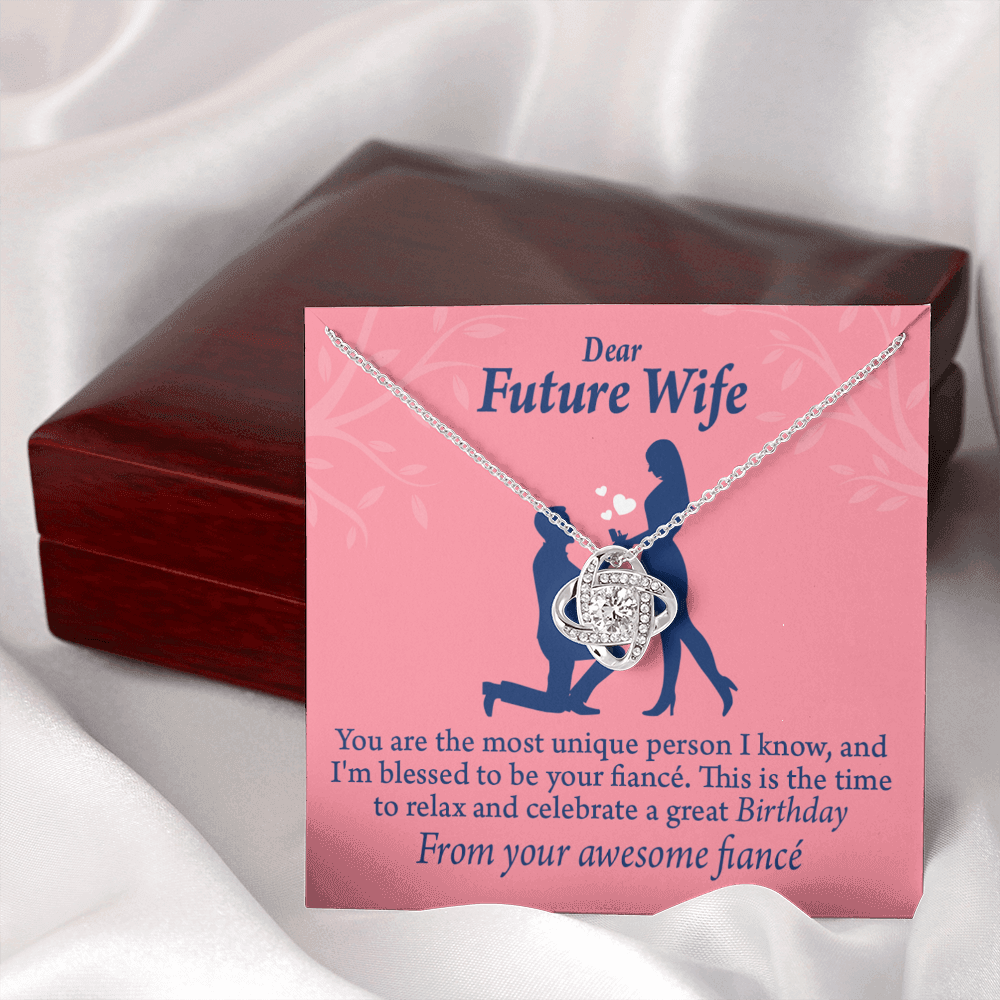 To My Fiancee Fiancee Birthday Infinity Knot Necklace Message Card-Express Your Love Gifts