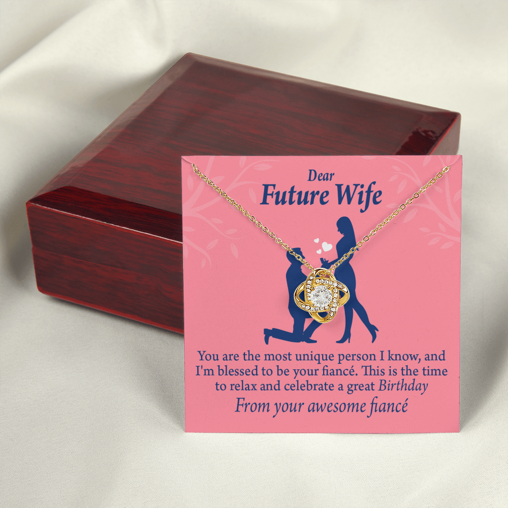 To My Fiancee Fiancee Birthday Infinity Knot Necklace Message Card-Express Your Love Gifts
