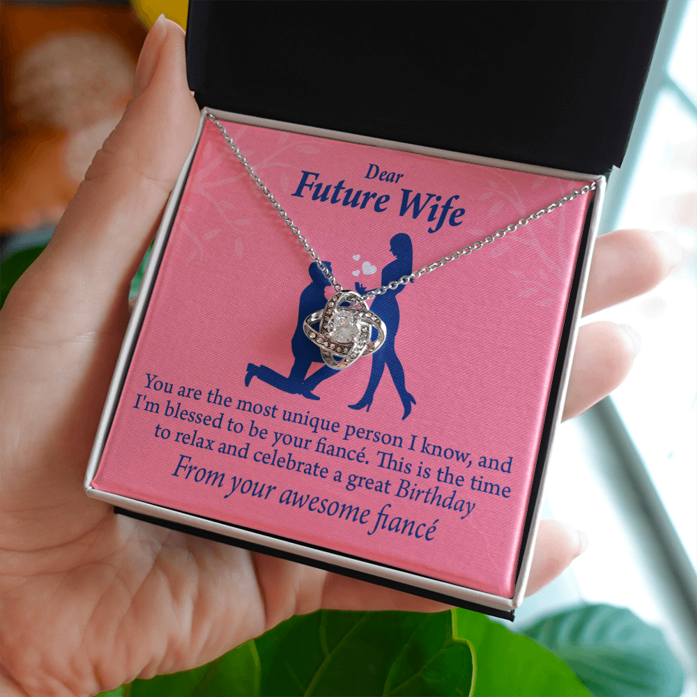 To My Fiancee Fiancee Birthday Infinity Knot Necklace Message Card-Express Your Love Gifts