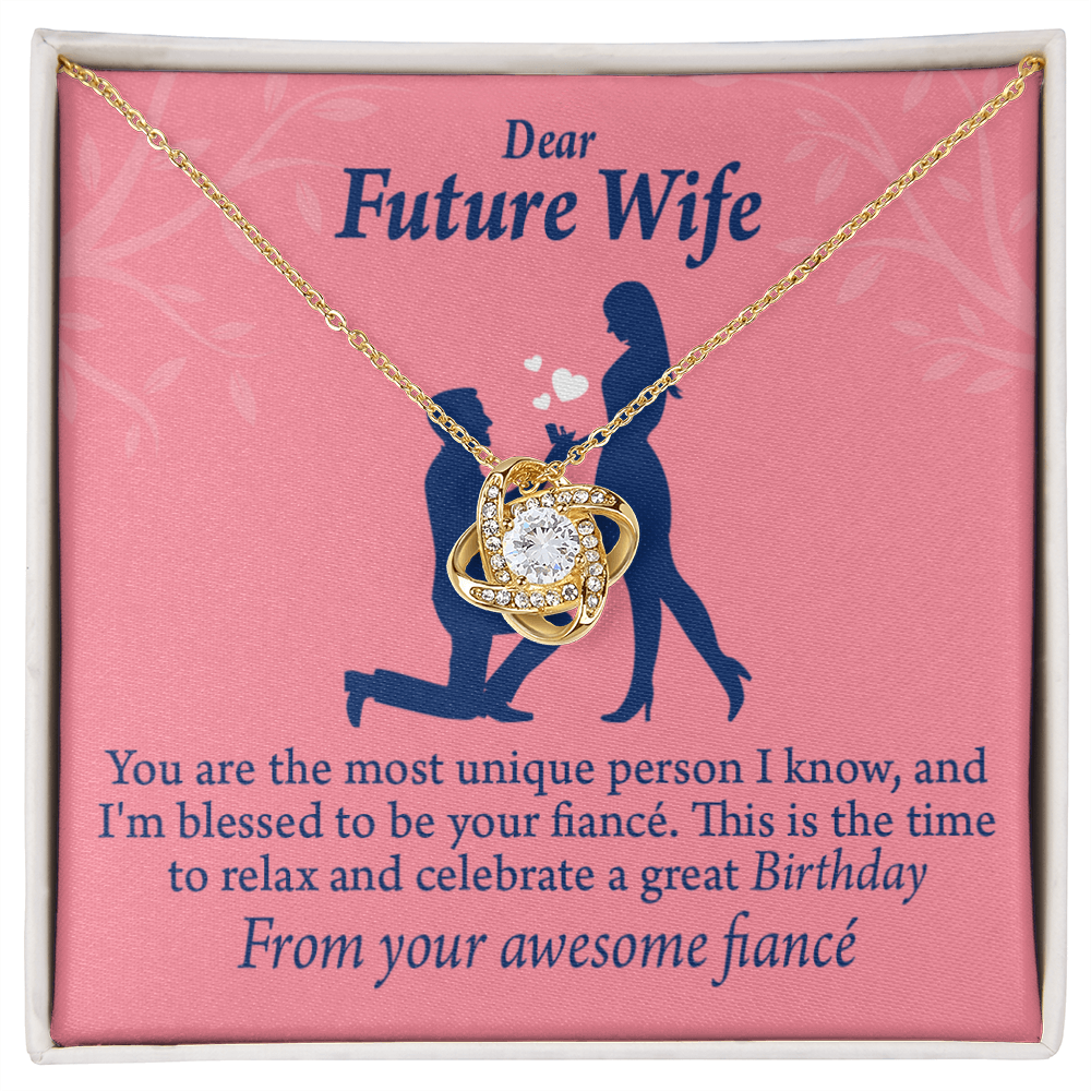 To My Fiancee Fiancee Birthday Infinity Knot Necklace Message Card-Express Your Love Gifts