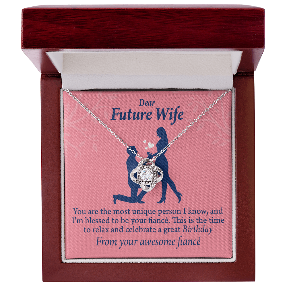To My Fiancee Fiancee Birthday Infinity Knot Necklace Message Card-Express Your Love Gifts
