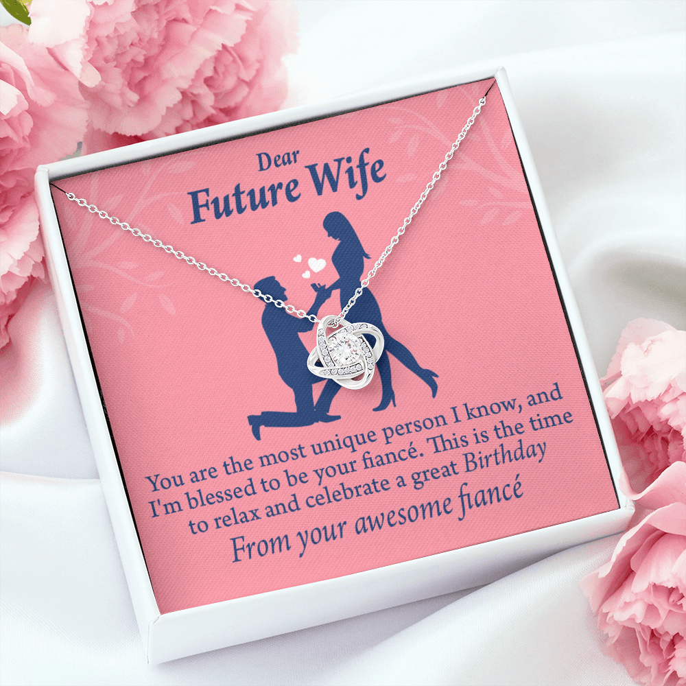 To My Fiancee Fiancee Birthday Infinity Knot Necklace Message Card-Express Your Love Gifts