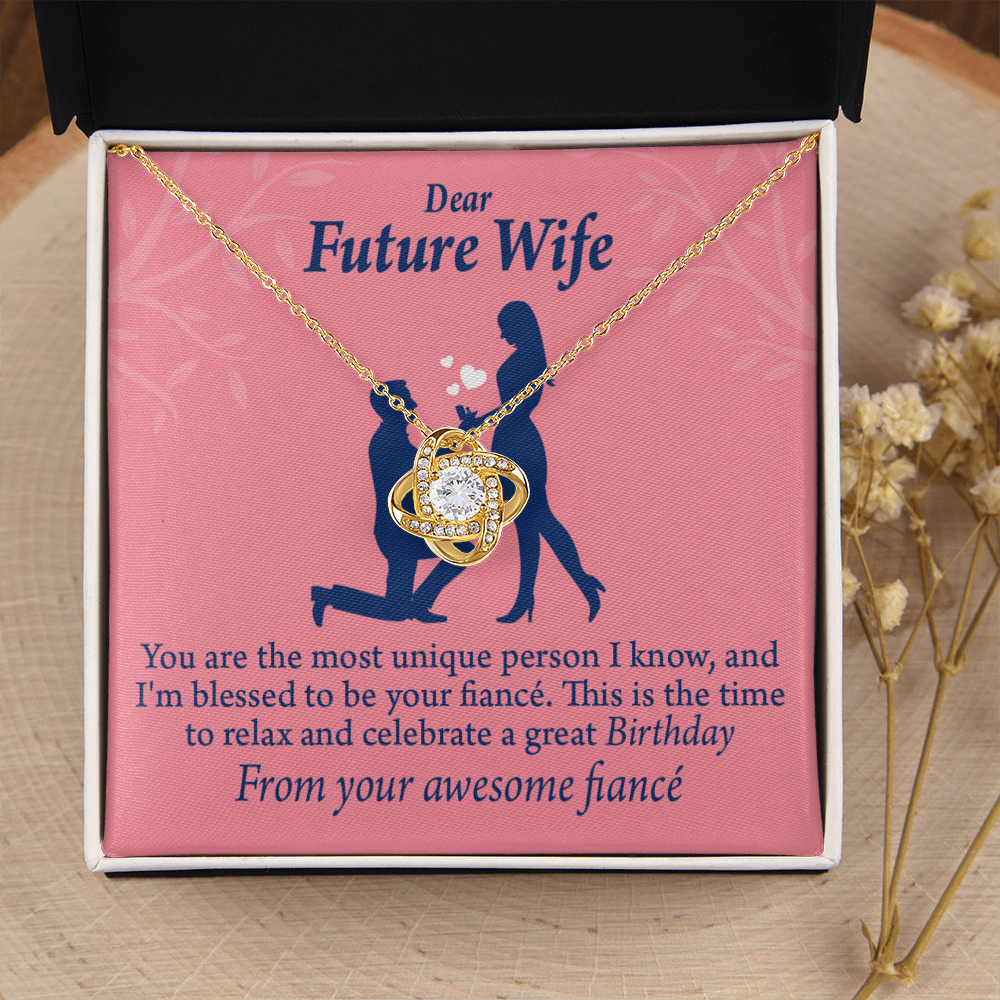 To My Fiancee Fiancee Birthday Infinity Knot Necklace Message Card-Express Your Love Gifts