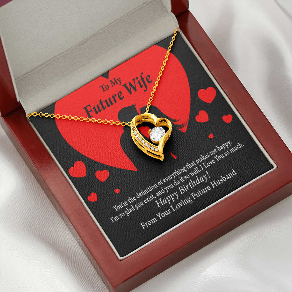 To My Fiancee Glad To Exist Forever Necklace w Message Card-Express Your Love Gifts