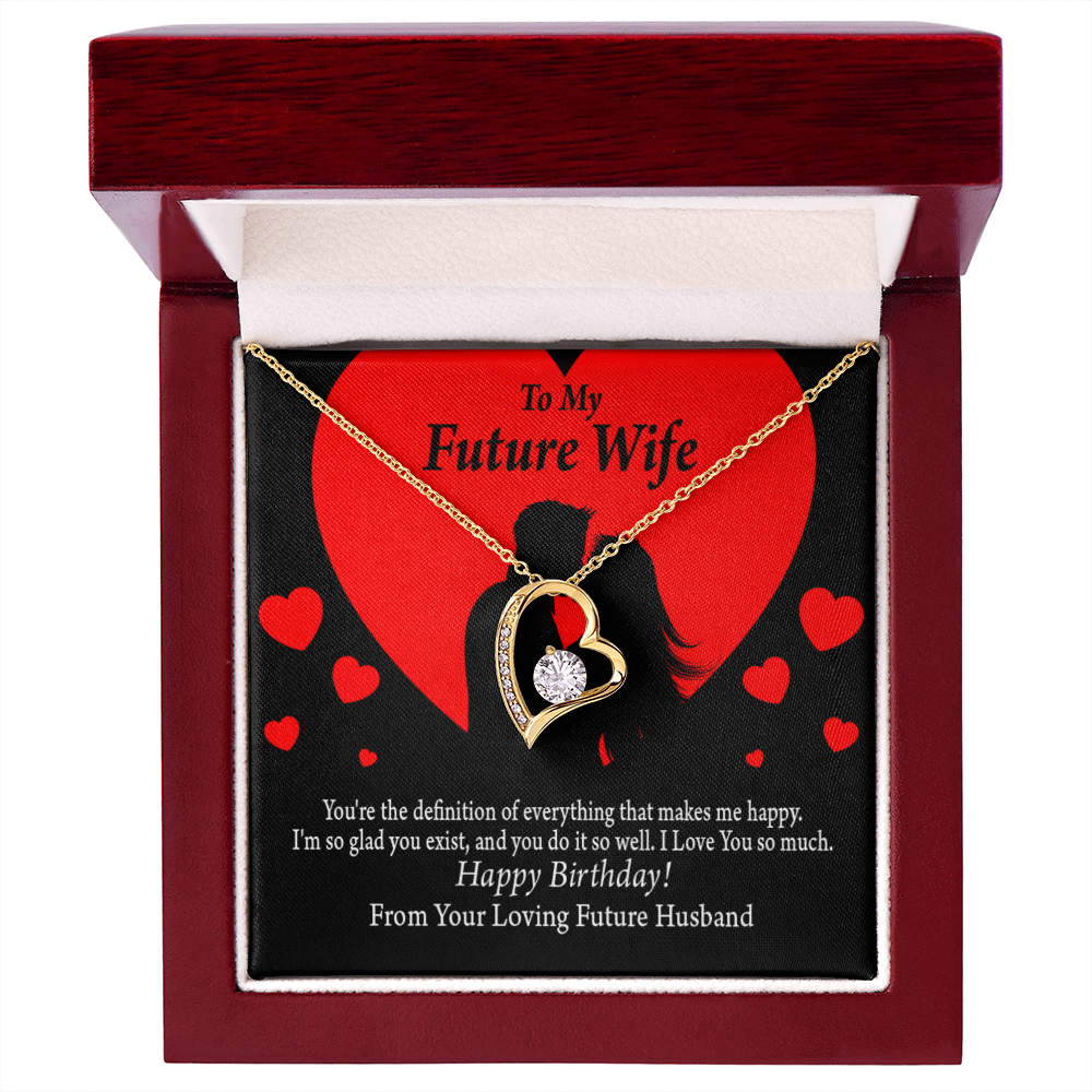 To My Fiancee Glad To Exist Forever Necklace w Message Card-Express Your Love Gifts