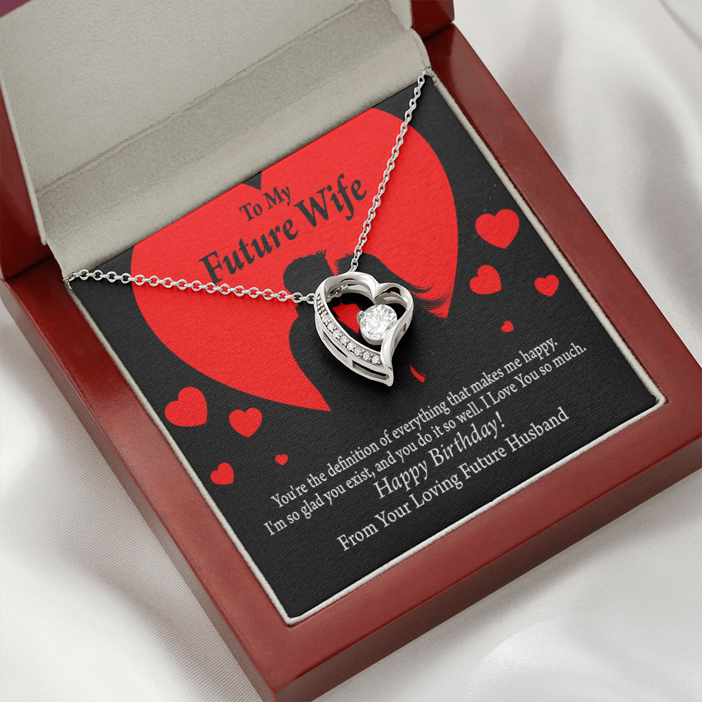 To My Fiancee Glad To Exist Forever Necklace w Message Card-Express Your Love Gifts