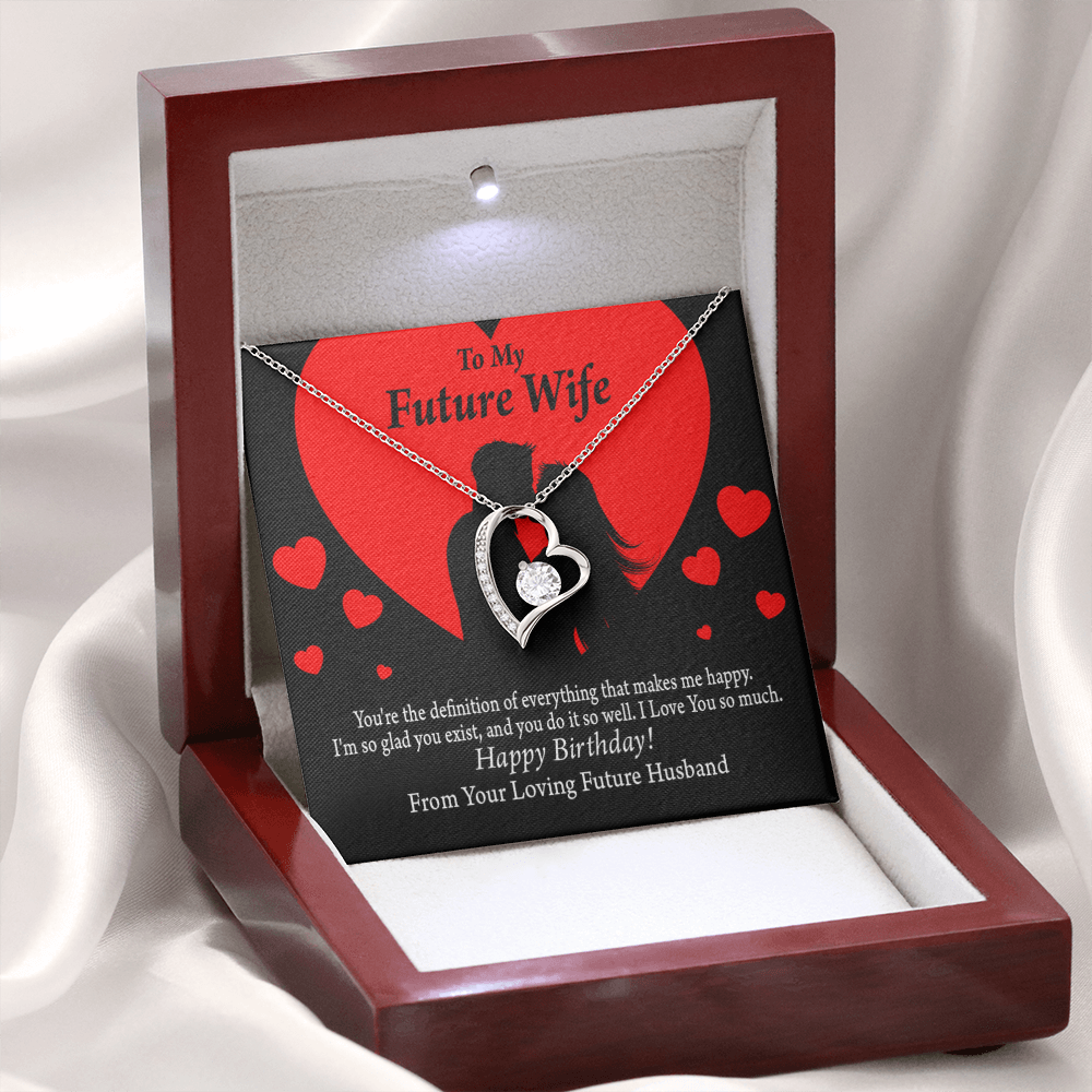 To My Fiancee Glad To Exist Forever Necklace w Message Card-Express Your Love Gifts