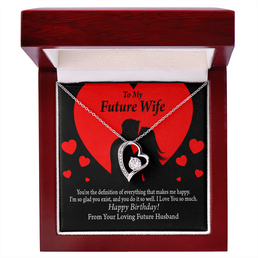 To My Fiancee Glad To Exist Forever Necklace w Message Card-Express Your Love Gifts