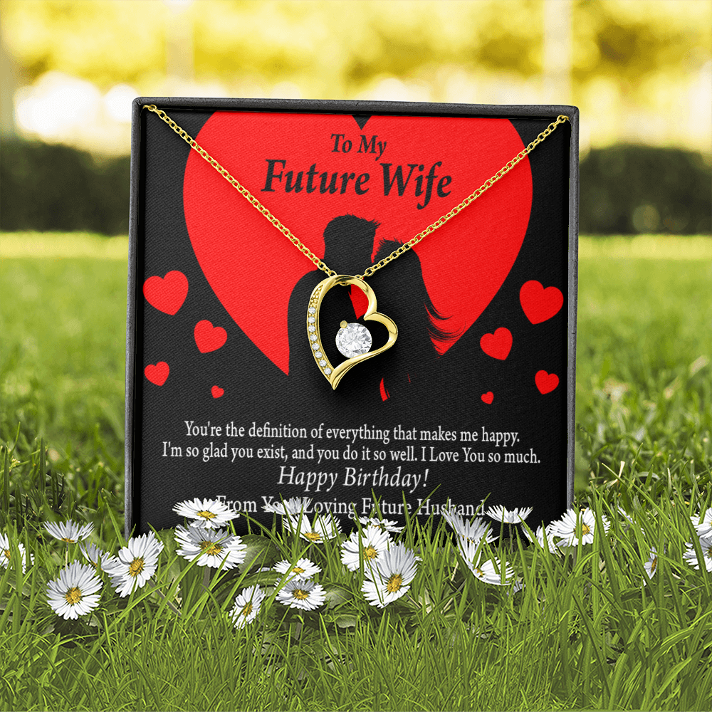 To My Fiancee Glad To Exist Forever Necklace w Message Card-Express Your Love Gifts