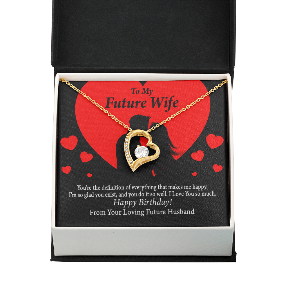 To My Fiancee Glad To Exist Forever Necklace w Message Card-Express Your Love Gifts