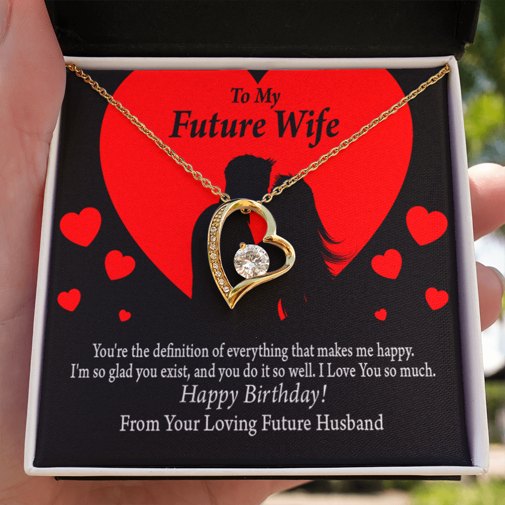 To My Fiancee Glad To Exist Forever Necklace w Message Card-Express Your Love Gifts