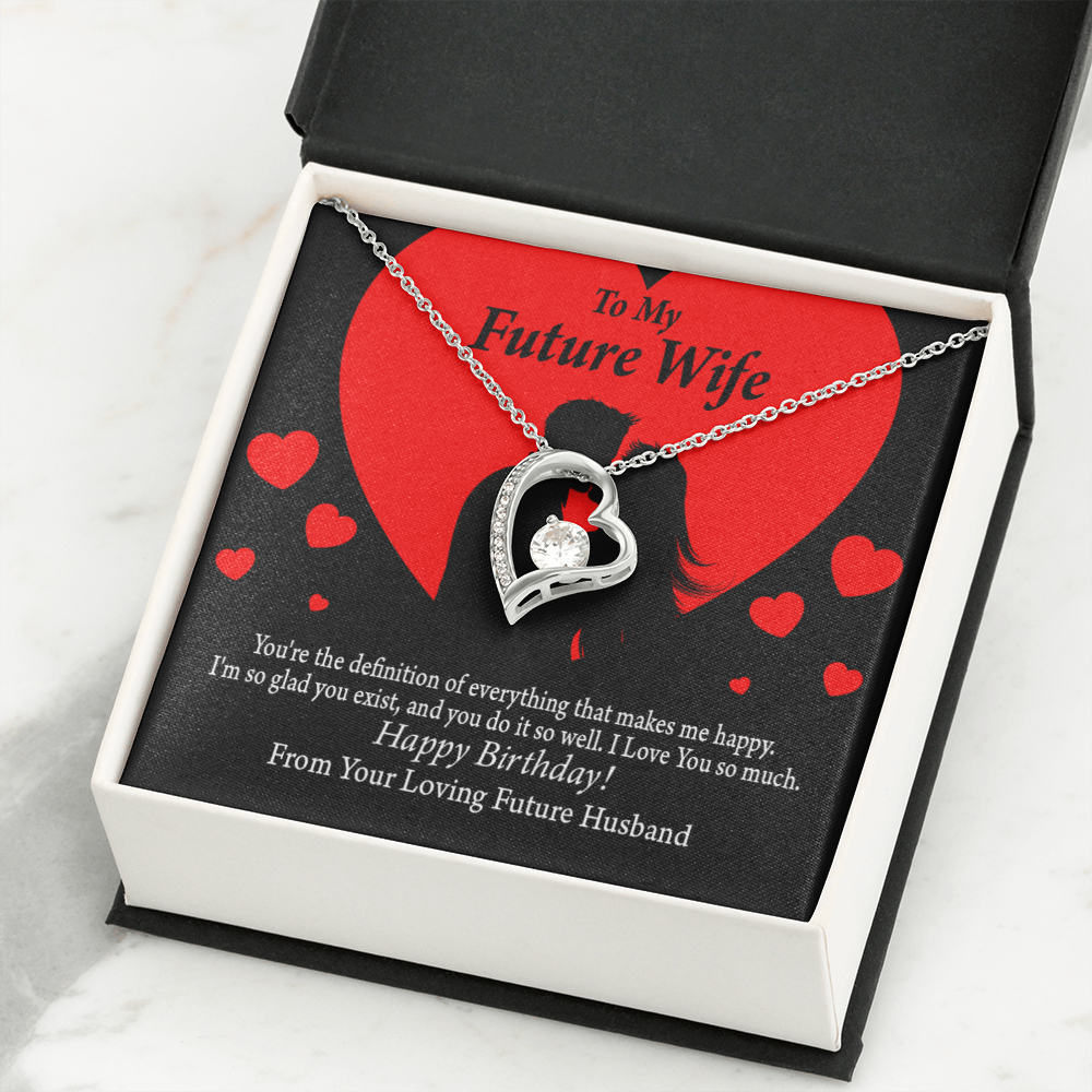 To My Fiancee Glad To Exist Forever Necklace w Message Card-Express Your Love Gifts