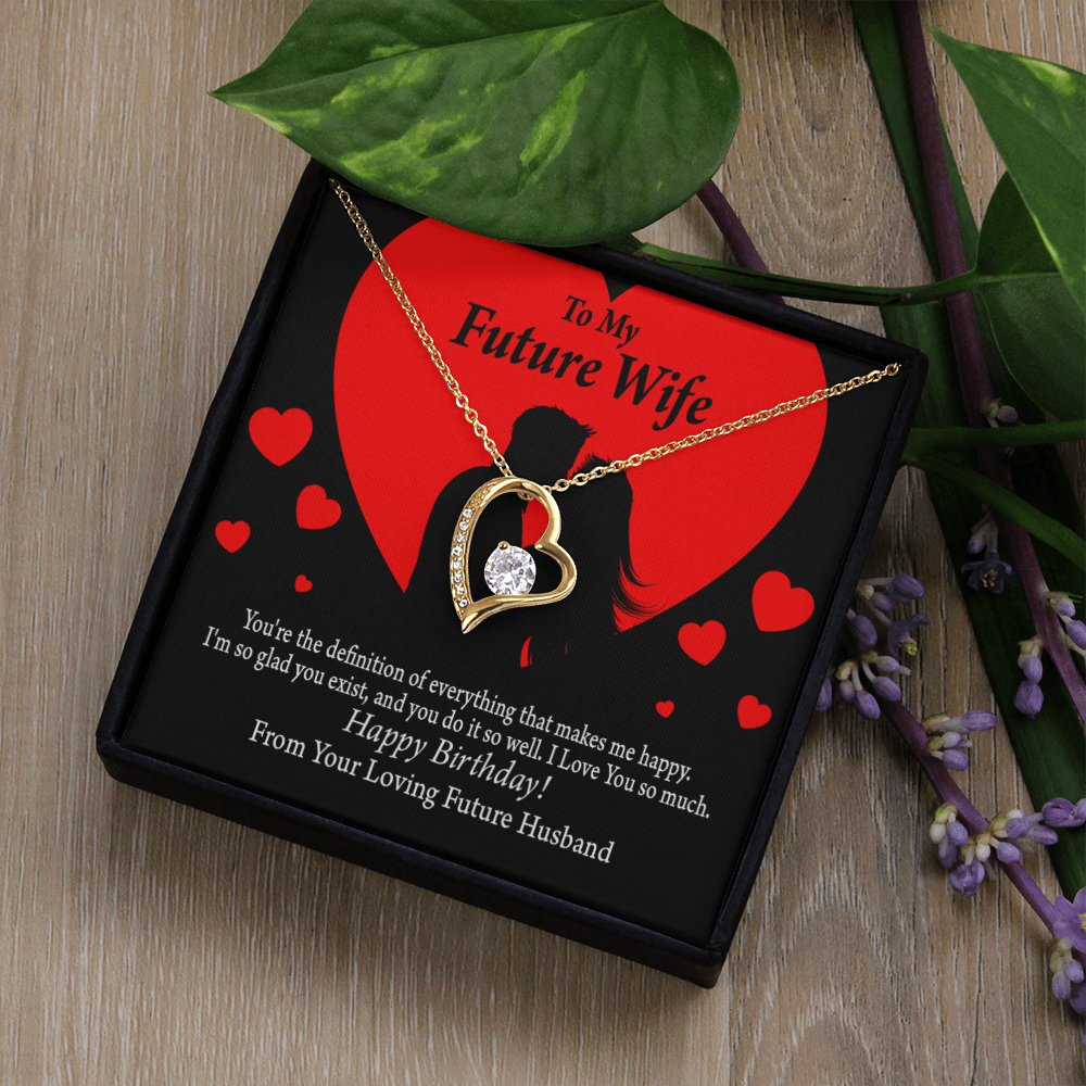 To My Fiancee Glad To Exist Forever Necklace w Message Card-Express Your Love Gifts