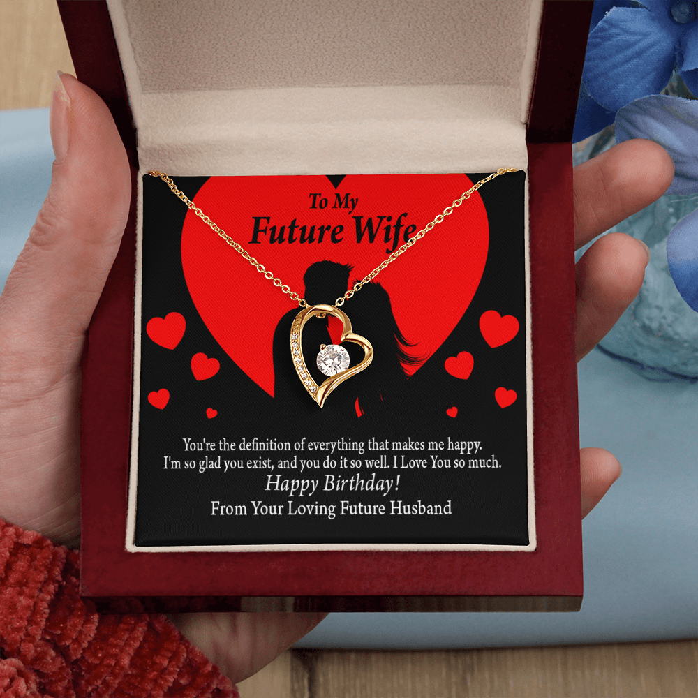 To My Fiancee Glad To Exist Forever Necklace w Message Card-Express Your Love Gifts