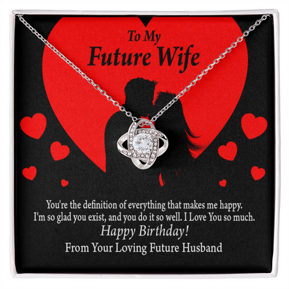 To My Fiancee Glad To Exist Infinity Knot Necklace Message Card-Express Your Love Gifts