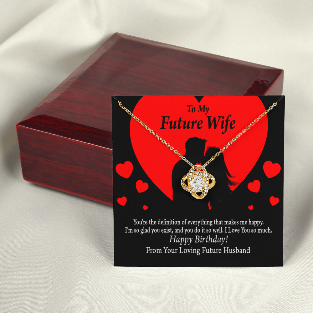 To My Fiancee Glad To Exist Infinity Knot Necklace Message Card-Express Your Love Gifts