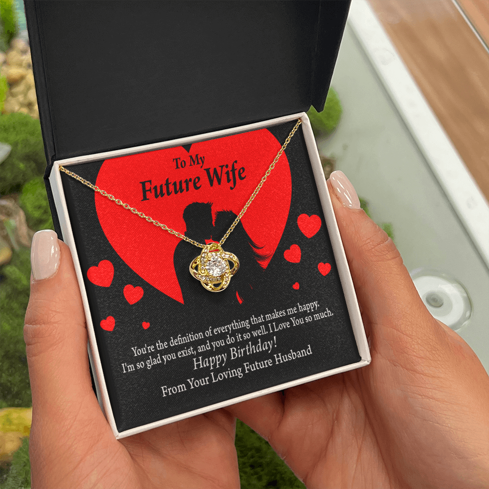 To My Fiancee Glad To Exist Infinity Knot Necklace Message Card-Express Your Love Gifts