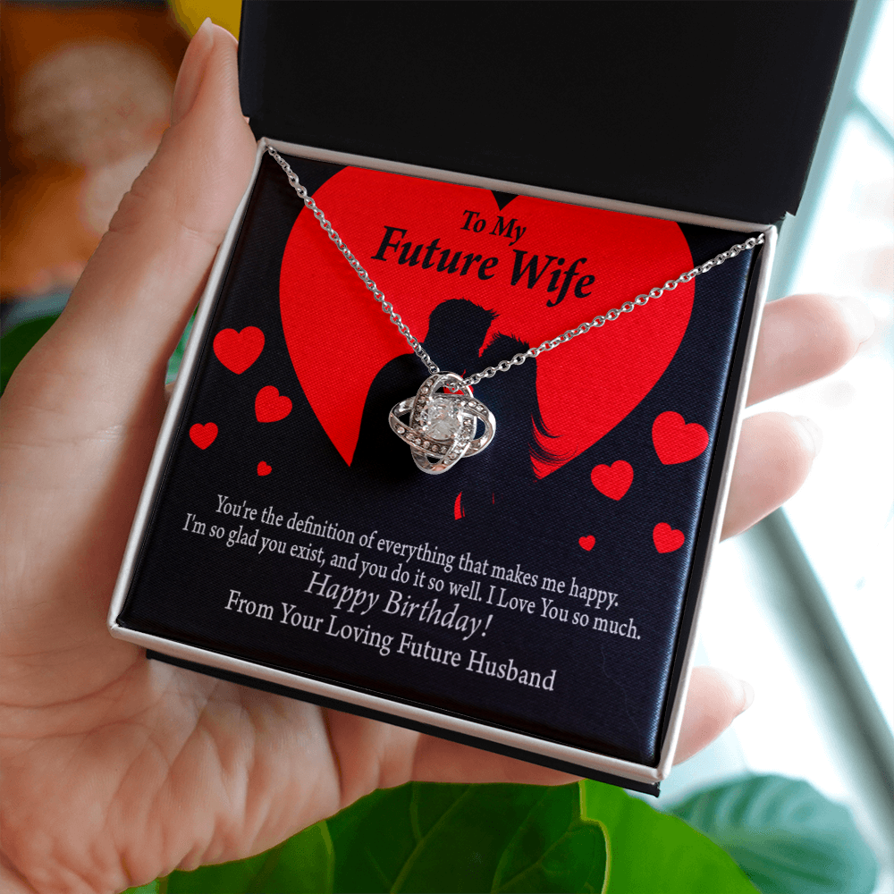 To My Fiancee Glad To Exist Infinity Knot Necklace Message Card-Express Your Love Gifts