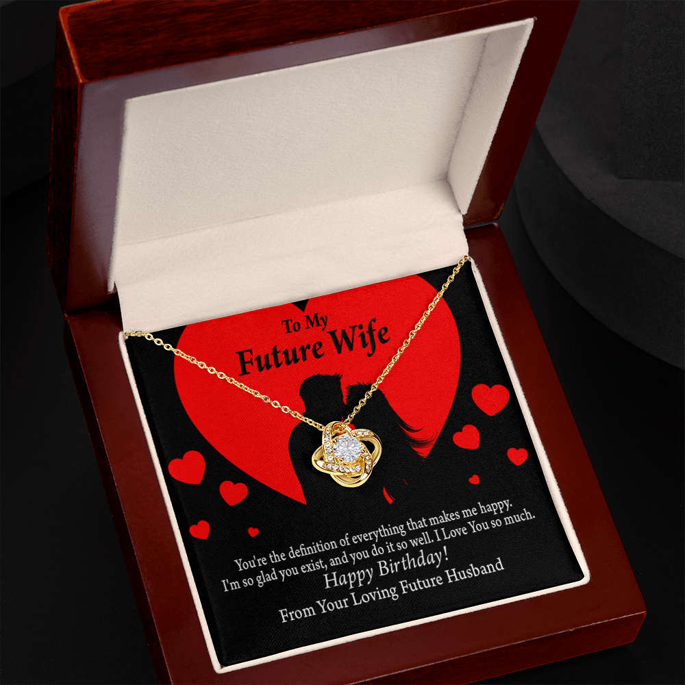 To My Fiancee Glad To Exist Infinity Knot Necklace Message Card-Express Your Love Gifts
