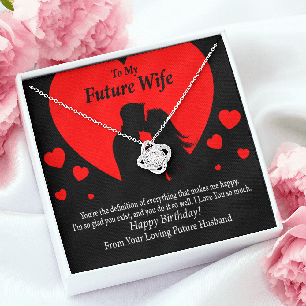 To My Fiancee Glad To Exist Infinity Knot Necklace Message Card-Express Your Love Gifts