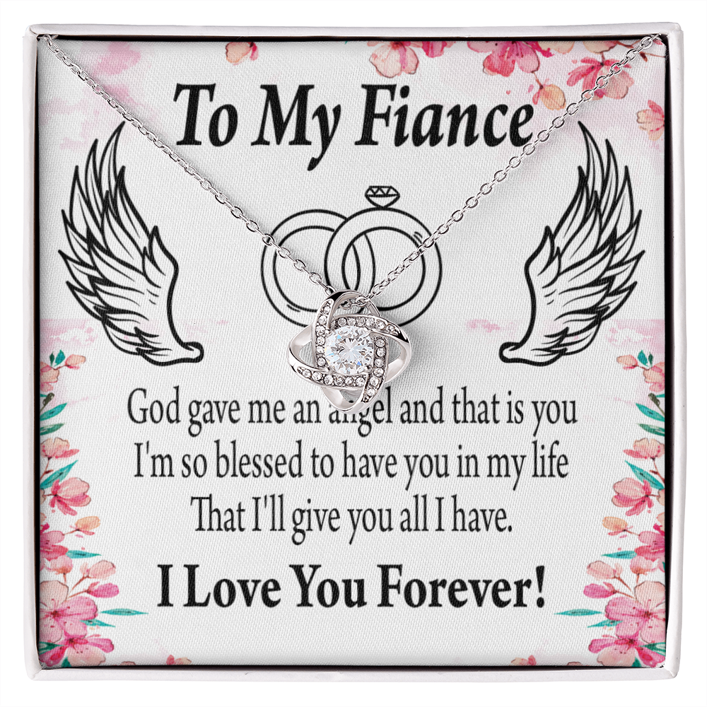 To My Fiancee God Gave Me an Angel Infinity Knot Necklace Message Card-Express Your Love Gifts