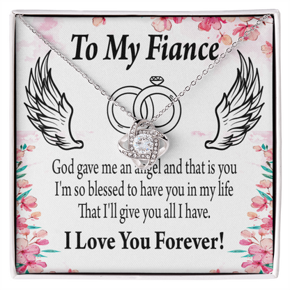 To My Fiancee God Gave Me an Angel Infinity Knot Necklace Message Card-Express Your Love Gifts