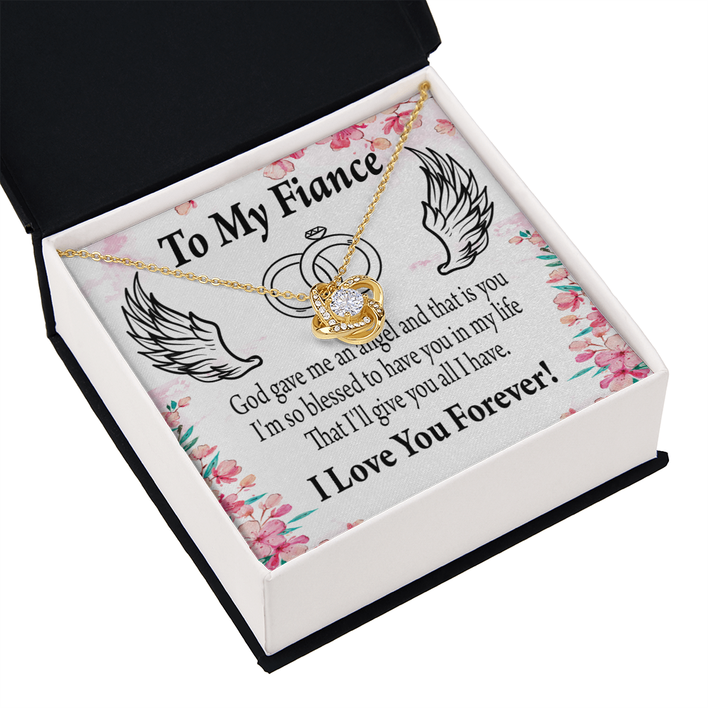 To My Fiancee God Gave Me an Angel Infinity Knot Necklace Message Card-Express Your Love Gifts