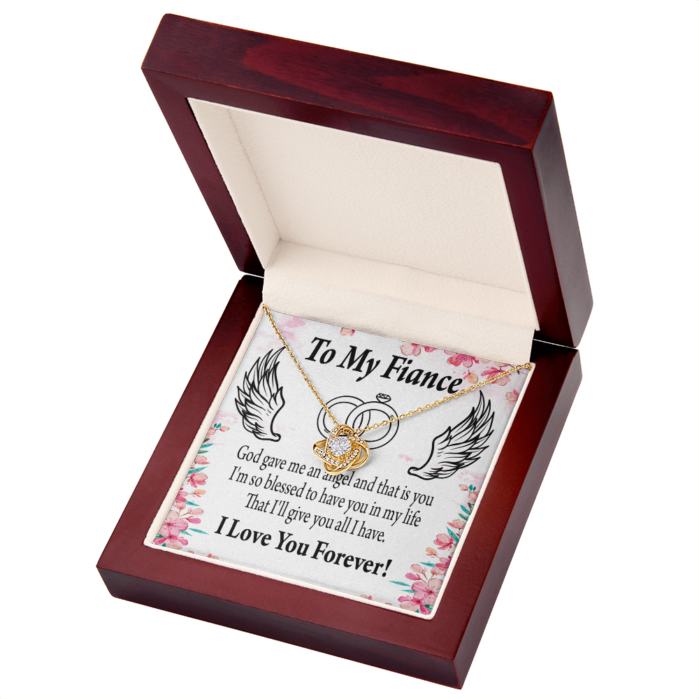 To My Fiancee God Gave Me an Angel Infinity Knot Necklace Message Card-Express Your Love Gifts