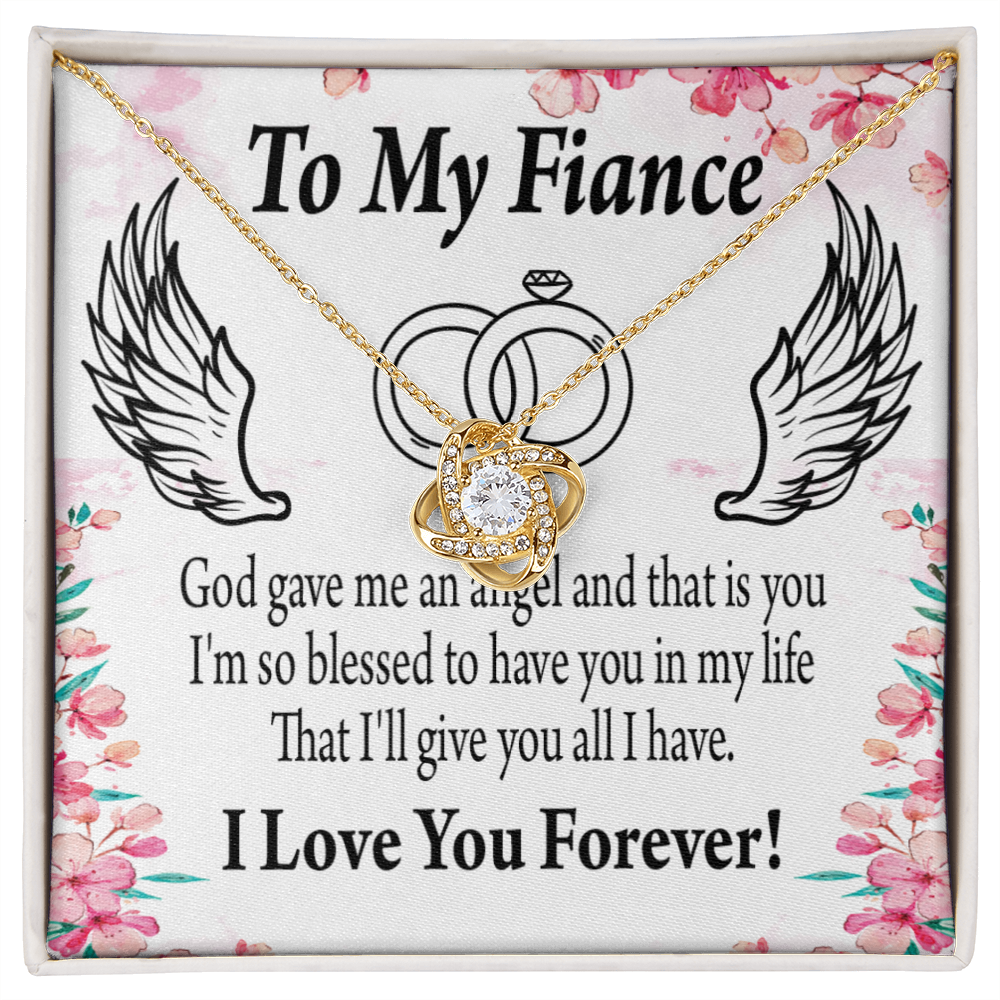 To My Fiancee God Gave Me an Angel Infinity Knot Necklace Message Card-Express Your Love Gifts