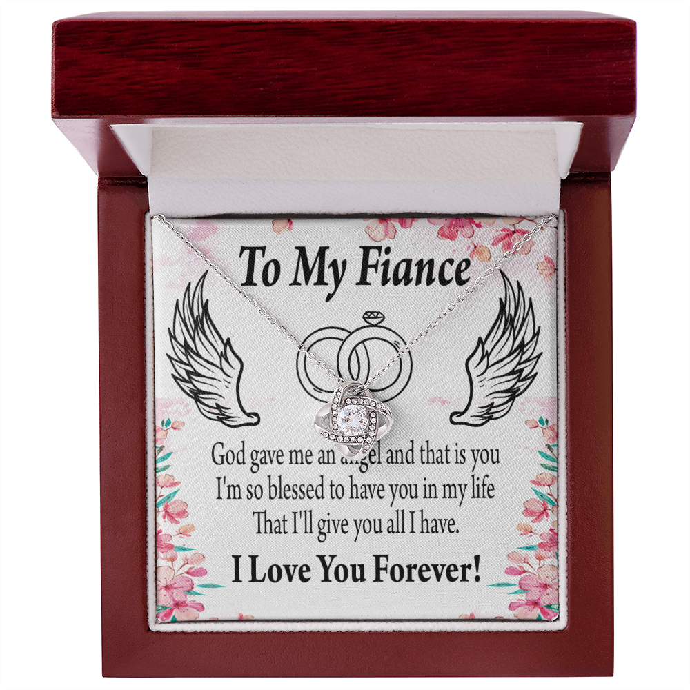 To My Fiancee God Gave Me an Angel Infinity Knot Necklace Message Card-Express Your Love Gifts