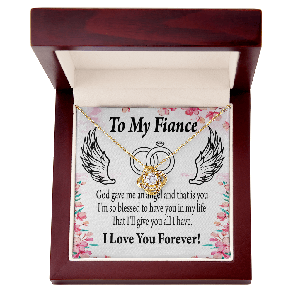 To My Fiancee God Gave Me an Angel Infinity Knot Necklace Message Card-Express Your Love Gifts