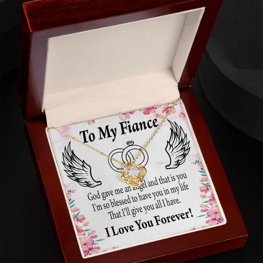 To My Fiancee God Gave Me an Angel Infinity Knot Necklace Message Card-Express Your Love Gifts
