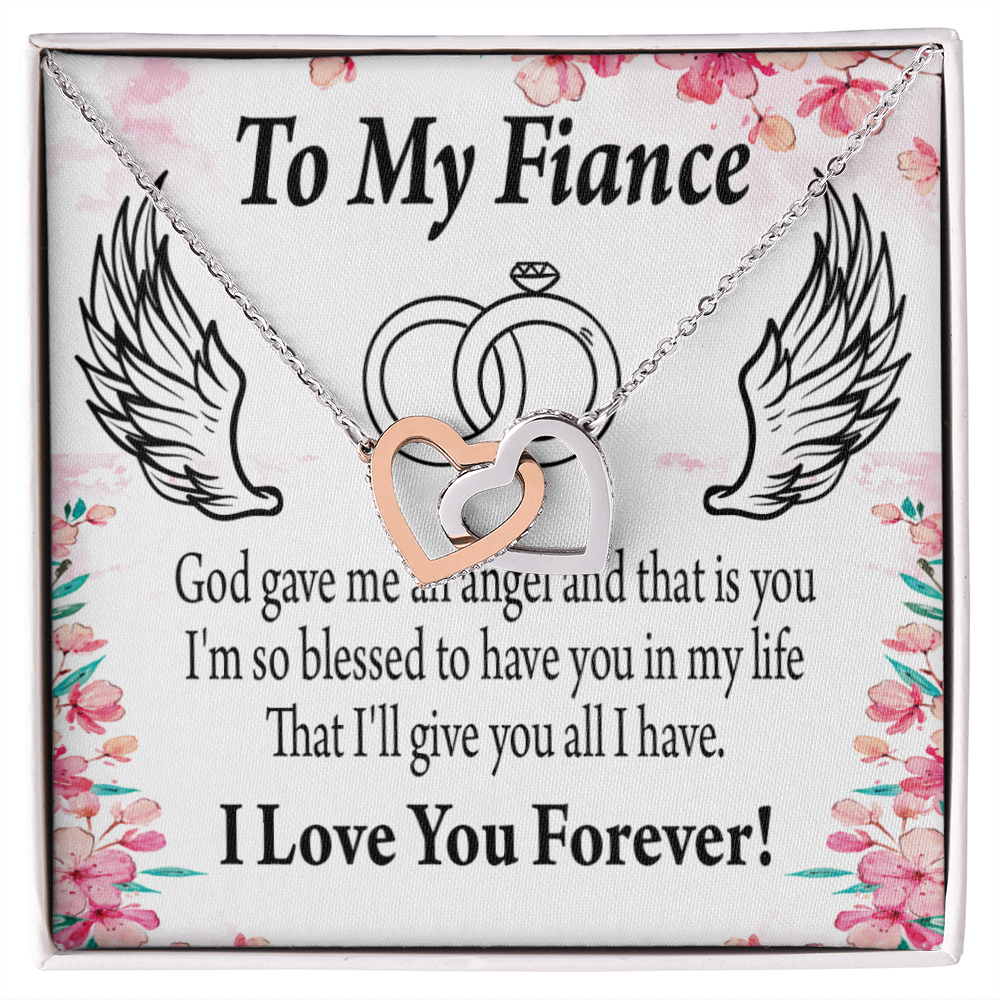 To My Fiancee God Gave me an Angel Inseparable Necklace-Express Your Love Gifts