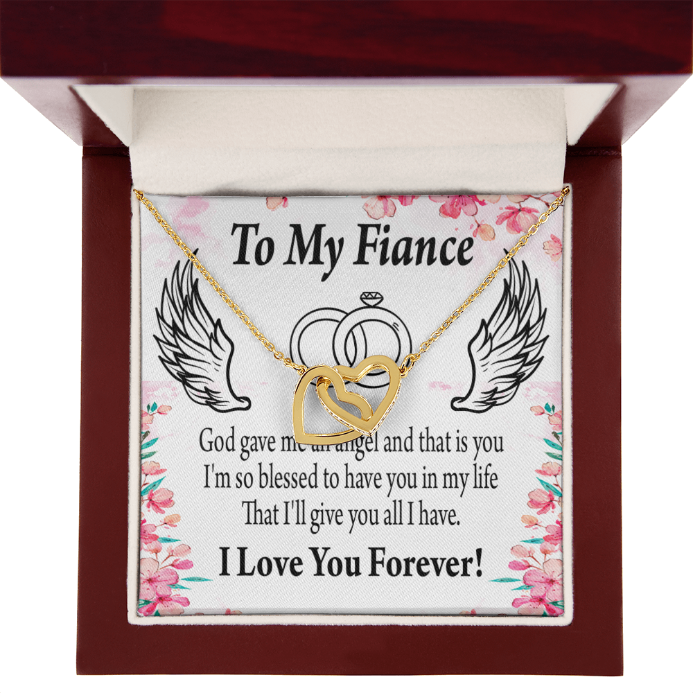 To My Fiancee God Gave me an Angel Inseparable Necklace-Express Your Love Gifts