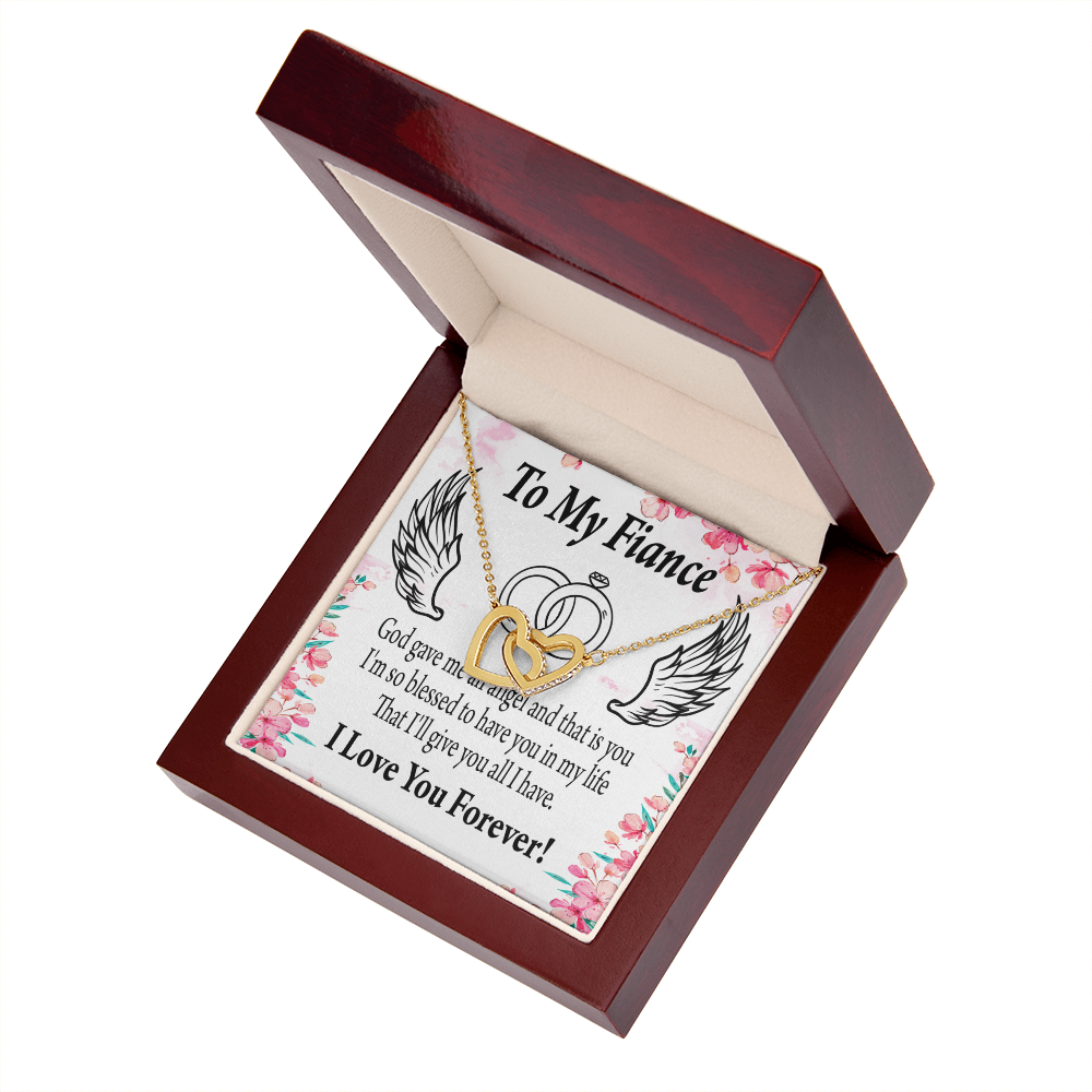 To My Fiancee God Gave me an Angel Inseparable Necklace-Express Your Love Gifts
