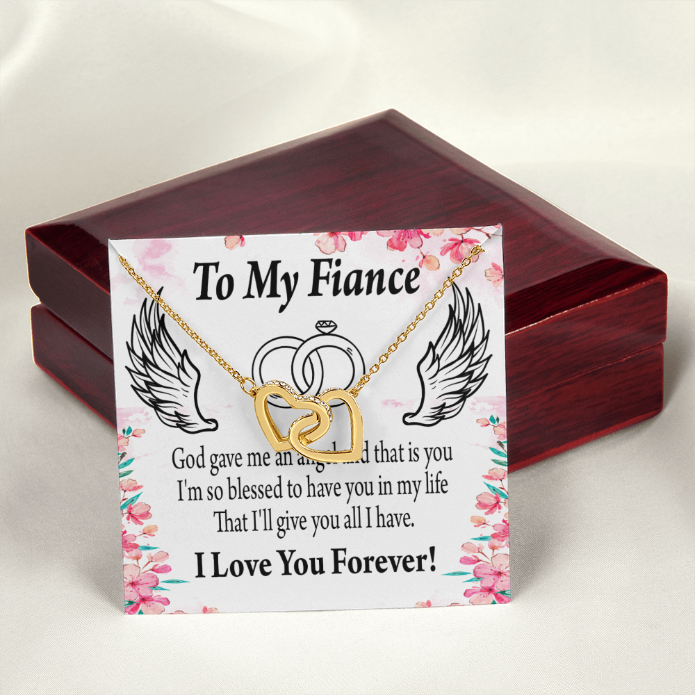 To My Fiancee God Gave me an Angel Inseparable Necklace-Express Your Love Gifts
