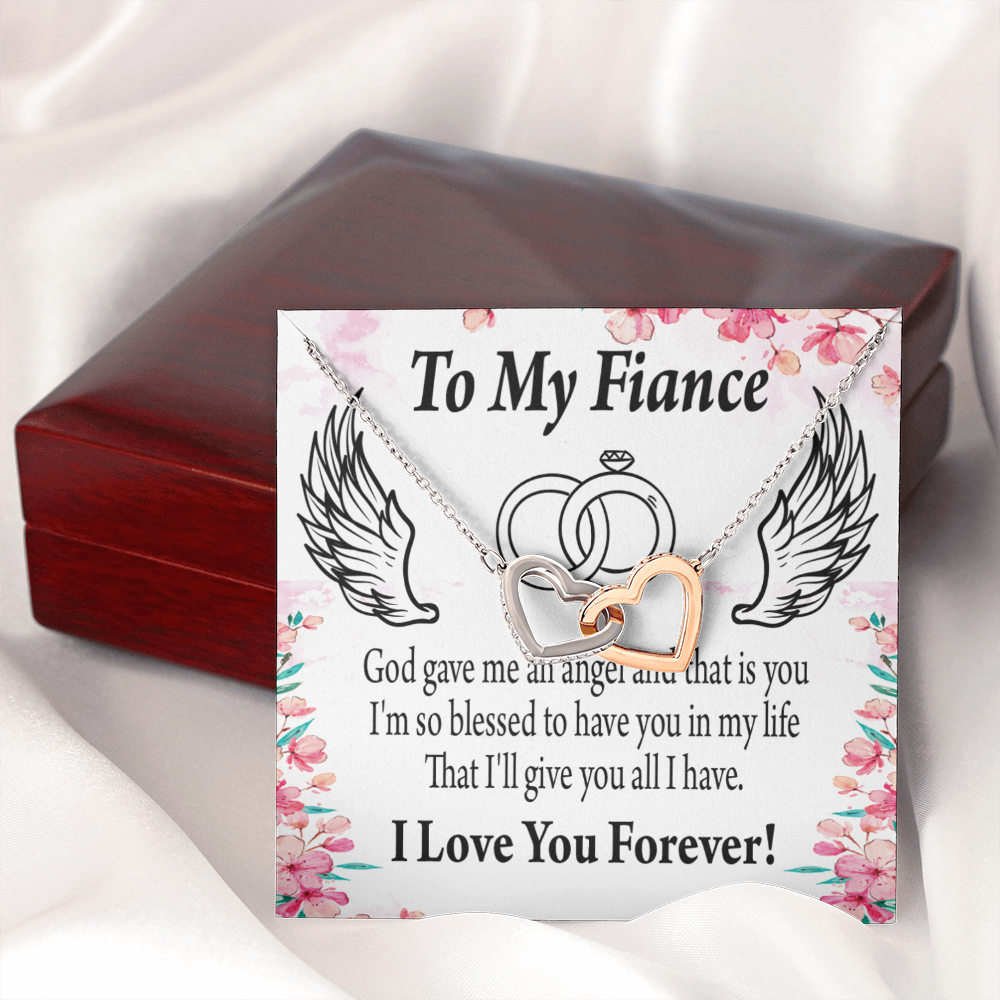 To My Fiancee God Gave me an Angel Inseparable Necklace-Express Your Love Gifts