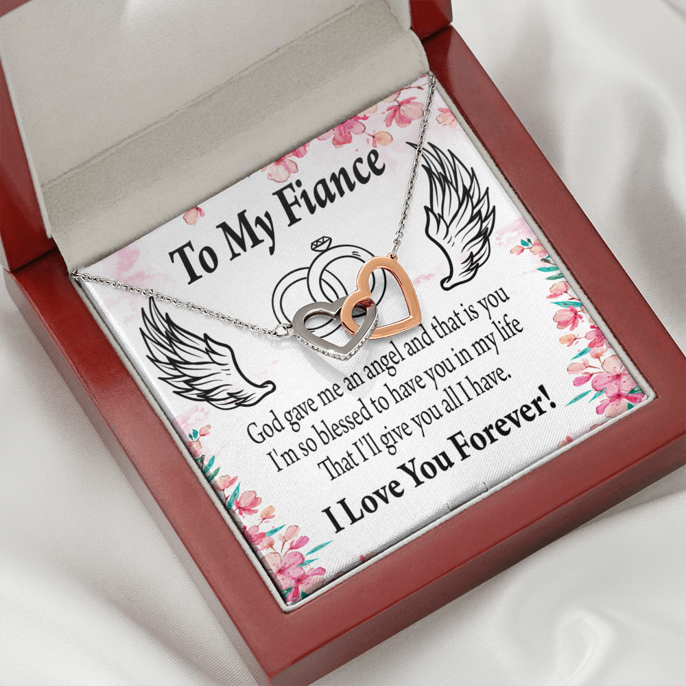To My Fiancee God Gave me an Angel Inseparable Necklace-Express Your Love Gifts